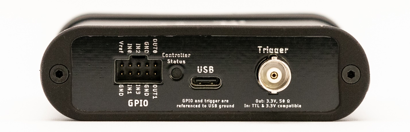 JS320 back panel with the USB, GPIO and trigger connectors