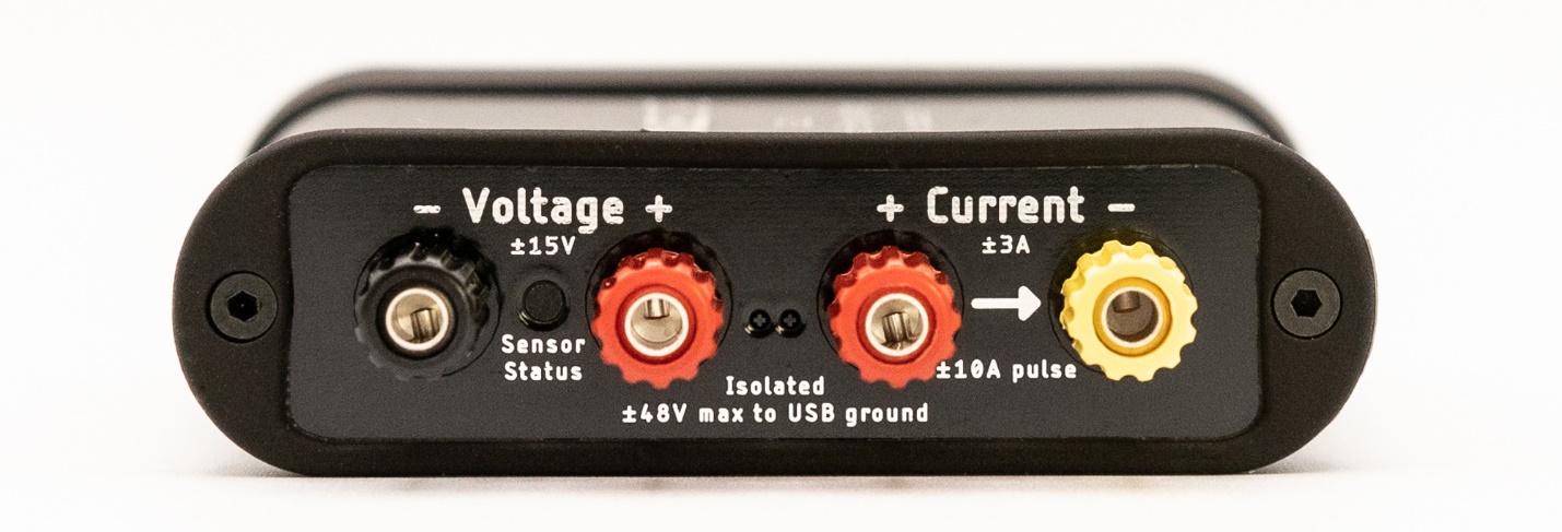 JS320 front panel with the Voltage and Current binding posts