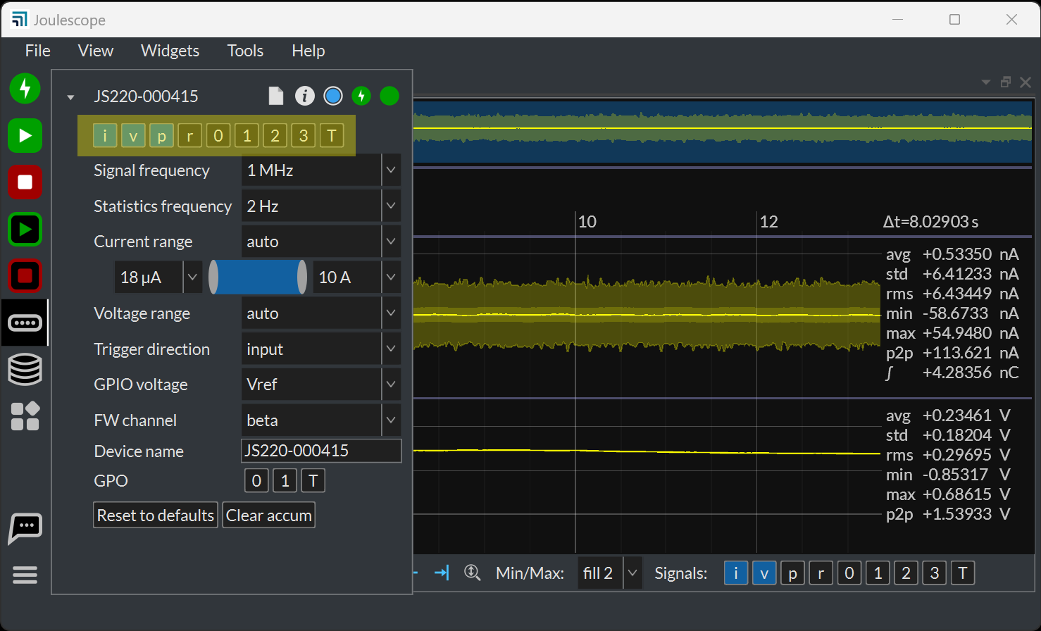Device Control signal settings