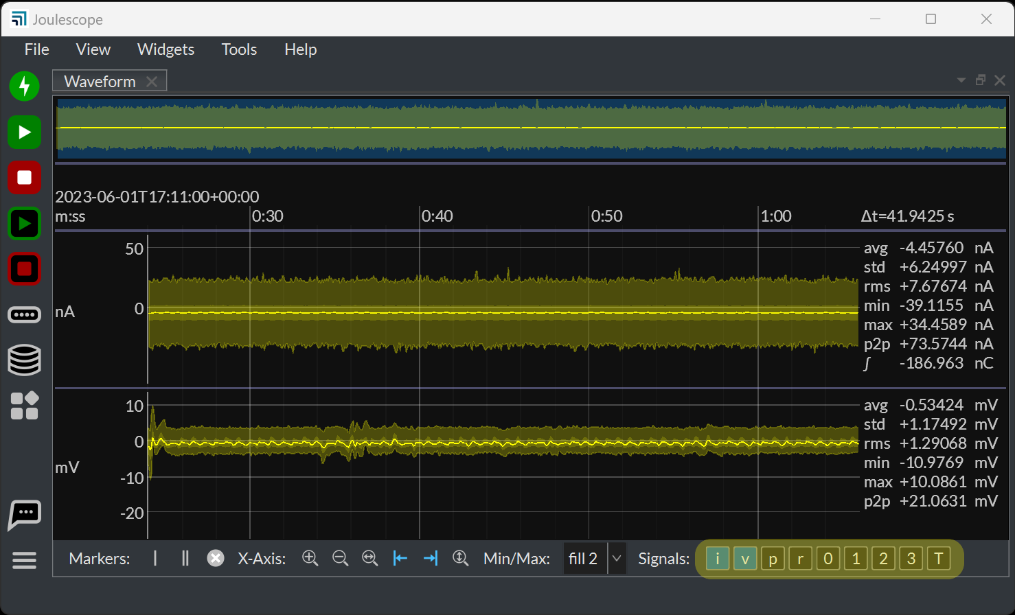 Waveform Widget signal selection